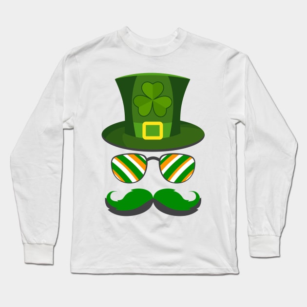 Leprechaun Hat with Sunglass-St Paddys Day Gifts Long Sleeve T-Shirt by GoodyBroCrafts